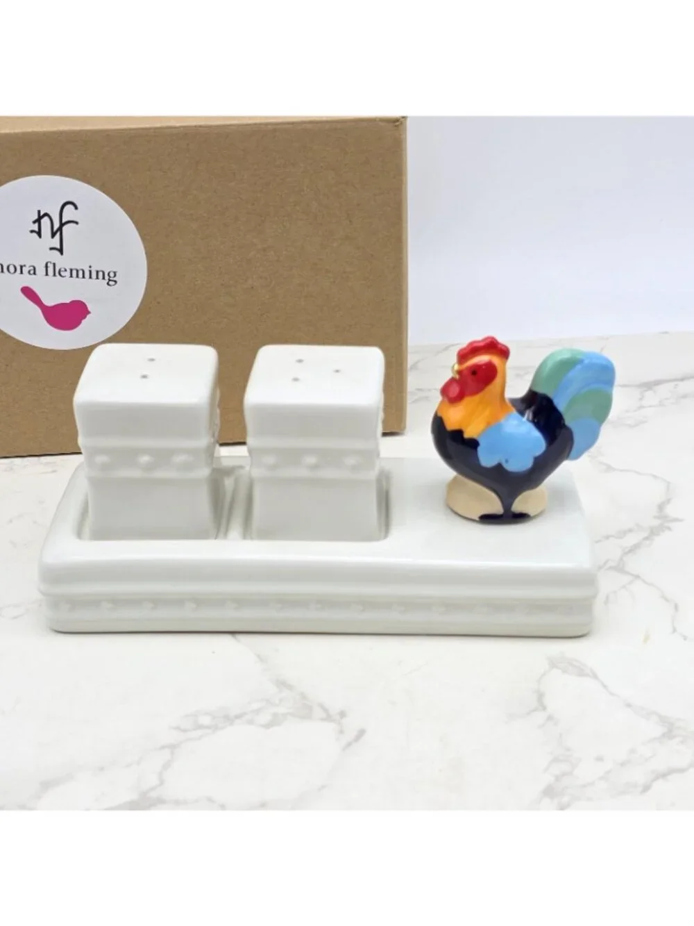 Nora Fleming PEARL DOT Salt & Pepper Shaker Set with Tray and 3 Minis S6B NEW
